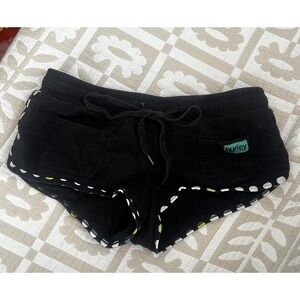 Hurley Black Cotton Booty Shorts, Surf, Cheeky, Women's Size Medium